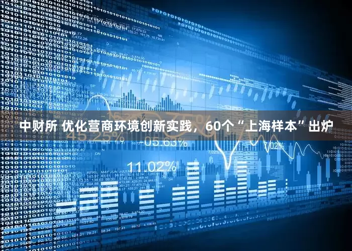 中财所 优化营商环境创新实践，60个“上海样本”出炉